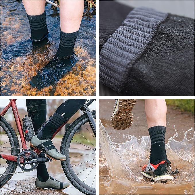 GripGrab Merino-Lined Waterproof Winter Cycling Socks Thick Warm Thermal Padded Insulating Durable Bicycle Bike Sock