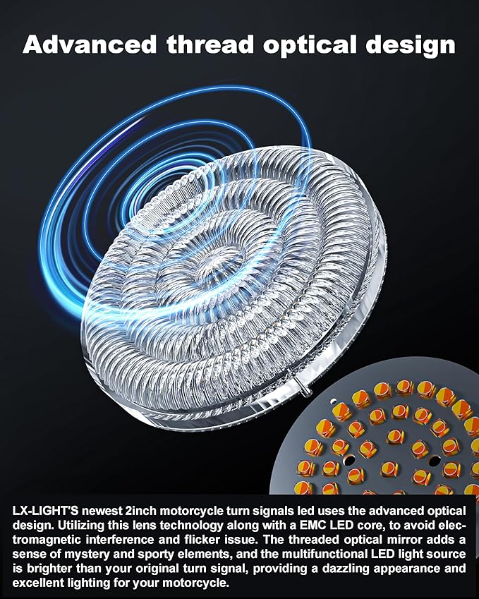 LX-LIGHT New Upgrade 2 Inch 1157 LED Turn Signals Front Rear Kit Compatible with Touring Dyna Softail Sportster Street Glide Road Glide Iron 883 Motorcycles (4PCS)