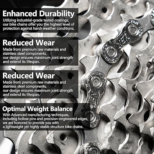 Thinvik Bike Chain 12 Speed, 1/2''× 11/128'', 110 Links - Road & Gravel and MTB Chain for Shimano and SRAM(Not for SRAM AXS) - Basic Silvery Gray - Quick Link Included