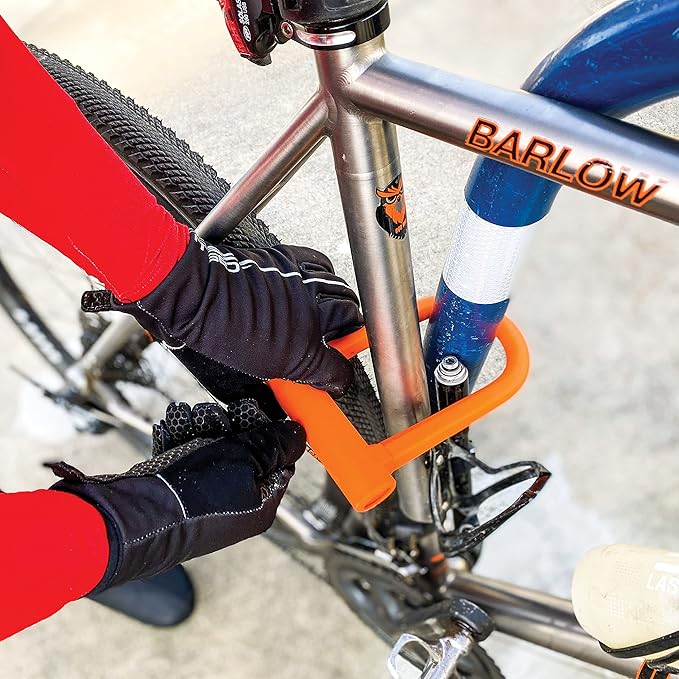 OTTOLOCK Sidekick Compact U-Lock - Heavy Duty Anti Theft Bicycle U-Lock with Keys, Silicone-Coated, Bike Accessories, Orange