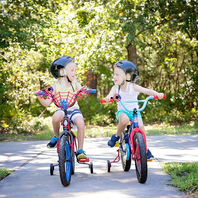 Kids Bike Bell, Bicycle Bell with American Flag Design for Boys and Girls, Metal Dome Handlebar Bell for Toddler Bikes, BMX, Cruiser and Scooter
