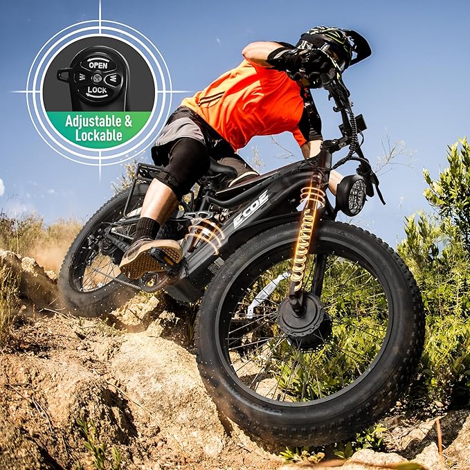 EcoE 5000W Dual Motor Electric Bike for Adults 52MPH with Charge Voltage 63V Battery, 26x4 Fat Tire All Terrain Ebikes, Full Suspension E Bike, SHM 7-Speed Gear Electric Bicycle -z-4