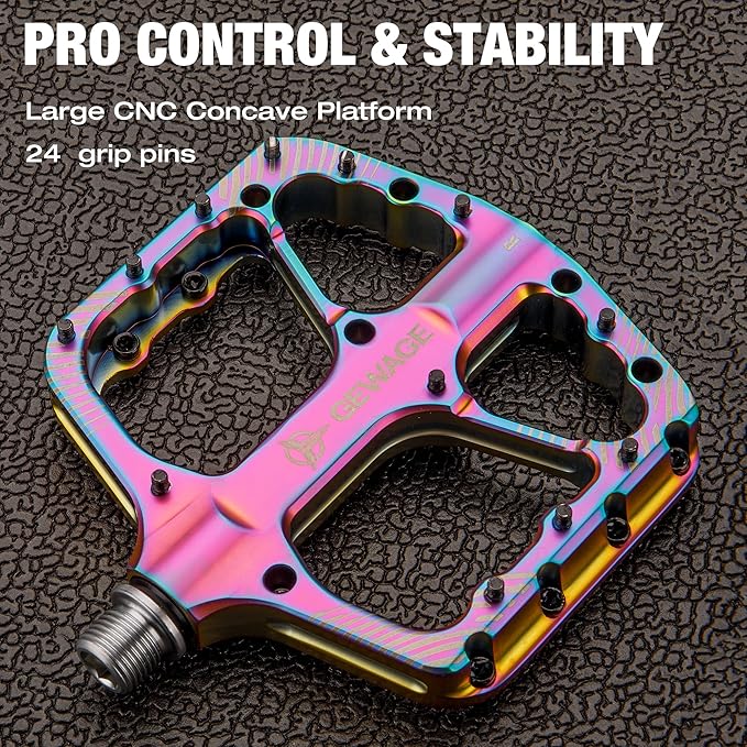 Mountain Bike Pedals -Bicycle Flat Pedals Aluminum 9/16" Sealed Bearing -Wide Platform for Road Mountain Gravel BMX MTB Bike Ideal for Downhill & Trail
