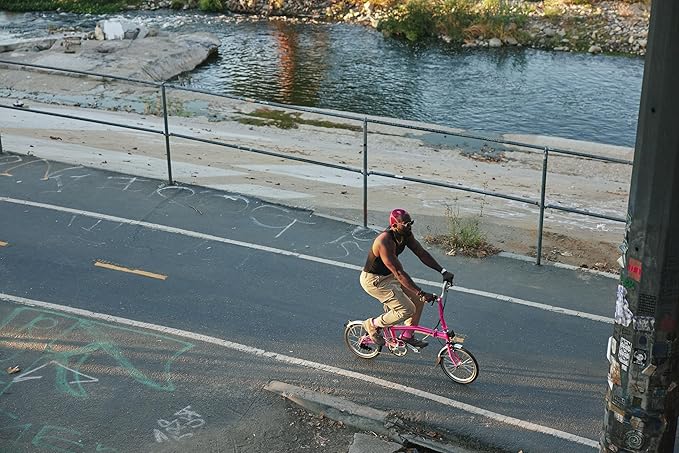 Brompton Folding Commuter Bike C Line 6-Speed (Mid Handlebar, Hot Pink) | Compact, Lightweight Urban Bike for Adults