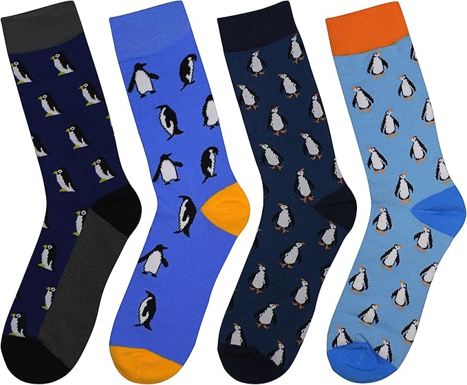 Cansok Men's 2/4 Packs Fun Crazy Novelty Dress Crew Socks