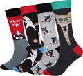 Cansok Men's 2/4 Packs Fun Crazy Novelty Dress Crew Socks