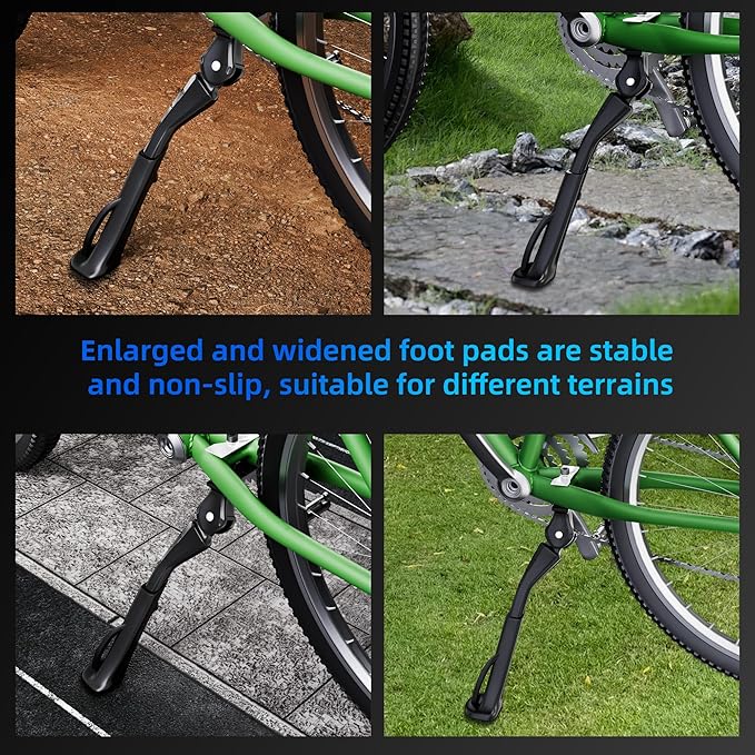 Bike Kickstand, Center Mount for 26-29 Inch Adult Bicycle, Adjustable Aluminum Bicycle Kickstand, Sturdy and Non-slip Bike Kick Stand for Mountain Bike/E-Bike/Road Bike
