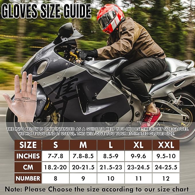 Motorcycle Gloves for Men & Women – Touchscreen Dirt Bike Gloves with Hard Knuckle Armor & Non-Slip Grip for Motorcycling, Road Racing, Biking, Climbing & Outdoor