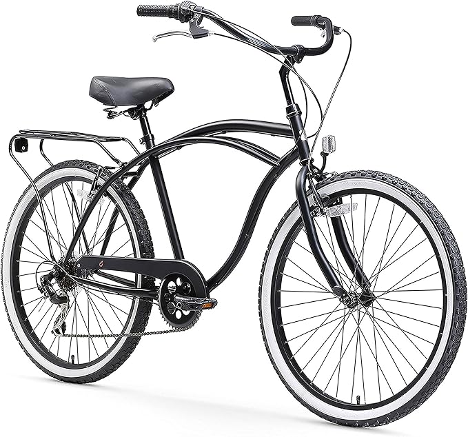 sixthreezero Around The Block Men's Beach Cruiser Bike, Hybrid Bicycle with Rear Rack, Multiple Speed and Color Options