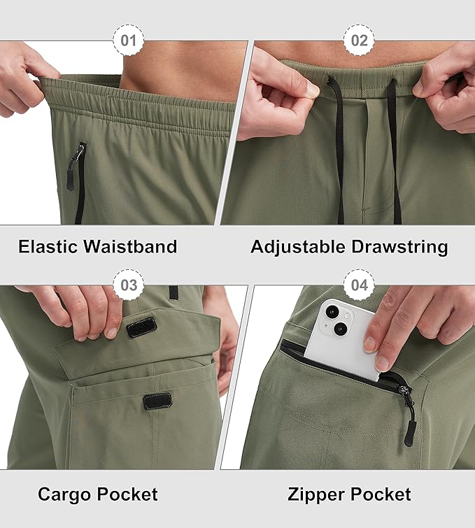 Bikewa Men's Mountain Bike Shorts 3D Padded Loose-fit Biking Riding Cycling Bicycle Biker Shorts Zipper Pockets