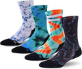 HUSO Unisex Funky Digital Printed Athletic Crew Hiking Cycling Socks 4 Pairs