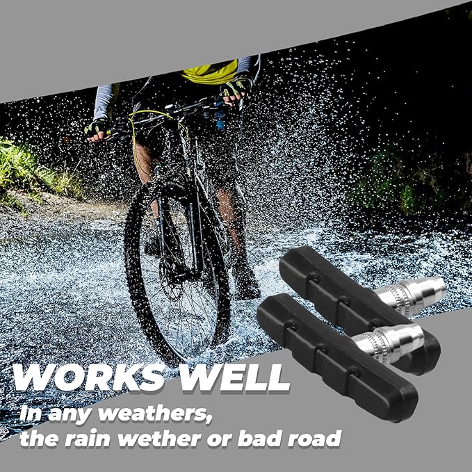 4 PCS Professional Bike Brake Pads, Premium Bicycle Brake Pads, Bike V Brake Blocks for City Bike and Road Bike, Mountain Bike Brake Pads with Allen Wrench and Plastic Box