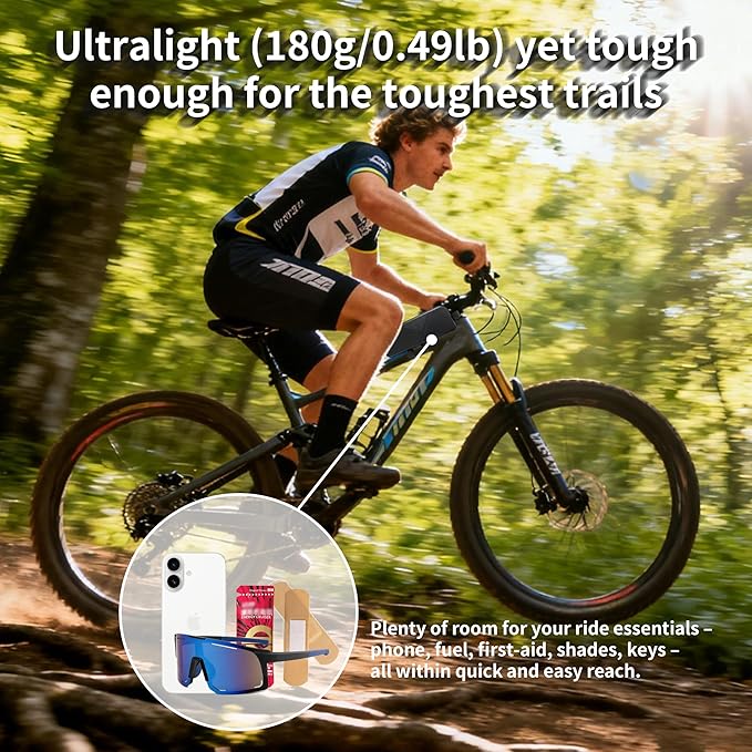 Waterproof Top Tube Bike Bag for Mountain Bikes, Large Capacity Front Triangle Storage Pouch with Reflective Stripes, Protect Your Phone, Money and Other Valuable Items