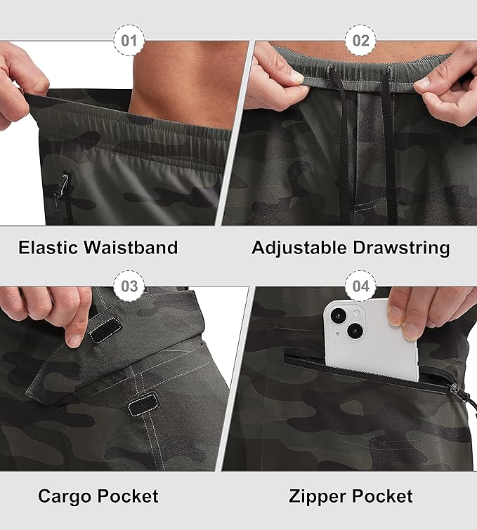 Bikewa Men's Mountain Bike Shorts 3D Padded Loose-fit Biking Riding Cycling Bicycle Biker Shorts Zipper Pockets
