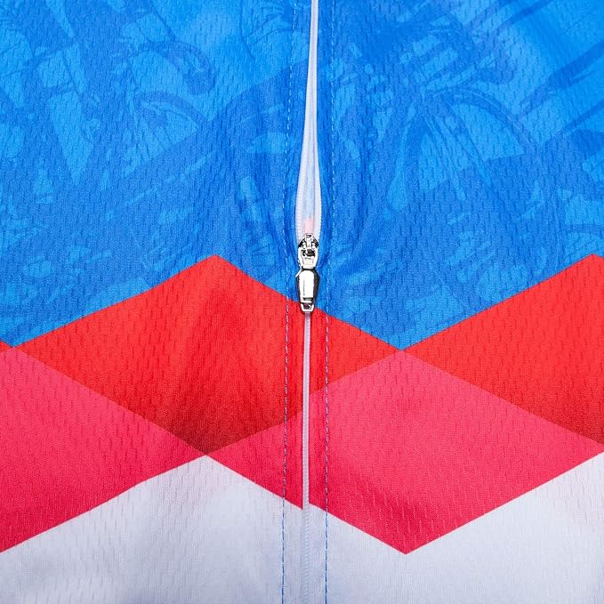Cycling Jersey Short Sleeve USA Style Bike Tops with Pocket Reflective Stripe