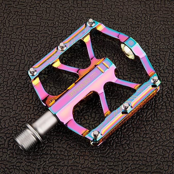 Mountain Bike Pedals - 3 Bearings Bicycle Pedals with Reflectors - 9/16” CNC Machined Flat Pedals with Removable Anti-Skid Nails for Road Mountain BMX MTB Bike