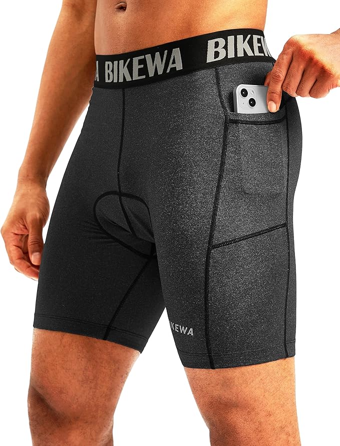 Men's 4D Padded Bike Shorts Cycling Underwear Biking Bicycle Padding Shorts for Men Side Pockets