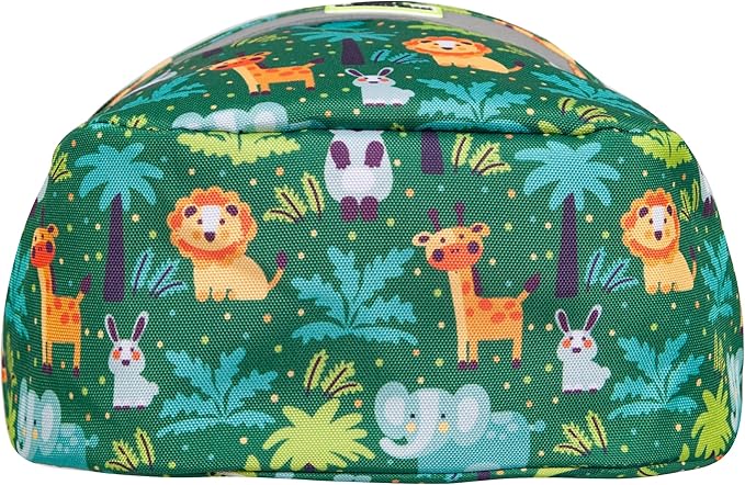 Kids Bike Basket,Durable Front Frame Bicycle & Scooter Basket Bag,Waterproof Fabric Bicycle Handlebar Bag for Boys, Girls, Toddlers with Zipper Mesh Lip (Green Animal)