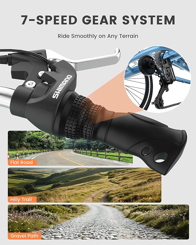 Slsy Adult Folding Tricycles, 7 Speed Folding Adult Trikes, 20 24 26 Inch 3 Wheel Bikes with Low Step-Through, Foldable Tricycle for Adults, Women, Men, Seniors