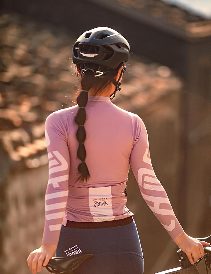 LAMEDA Cycling Jersey Women Long Sleeve, Breathable Bike Jersey with Pockets, Bike Shirts for Bicycle Road Biking Riding