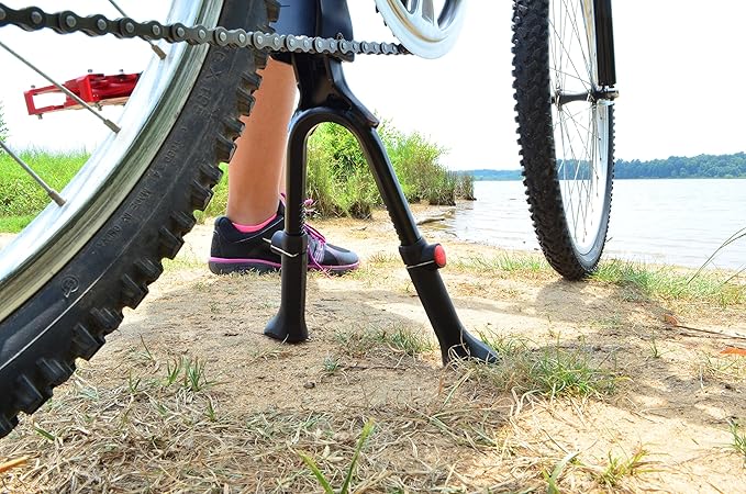 Lumintrail Center Mount Bike Double Leg Kickstand - Adjustable Height Kick Stands for 24, 26, 27.5, 29 Inch Adult Bicycles - Perfect for Cruiser, Road and Hybrids