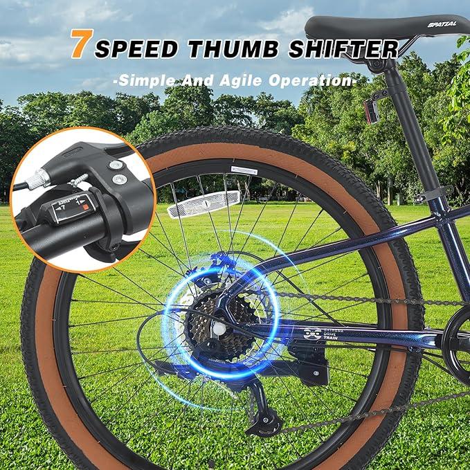 SPATIAL Mountain Bike, 20/24/26/27.5/29 inch Outdoor Cycling Bike,21/8 Speed Lightweight Aluminum Frame | Dual Disc Brakes,Adjustable Ergonomic Seat for Men Women Adult Teens