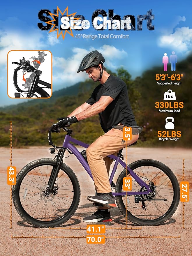 M200 Electric Bike for Adults – 21-Speed Gear 27.5" Mountain E-Bike, 1200W Peak Brushless Motor 28MPH, 48V 10.4Ah&13Ah Removable Battery, Up to 55-65 Miles Range, Step Over Commuter E-MTB, NFC Unlock