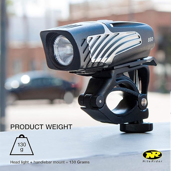 NiteRider Lumina Micro 850 Front Bike Light LED USB Rechargeable Water Resistant Mountain Road Commuting City Urban Cycling Safety Flashlight, Black, 6783