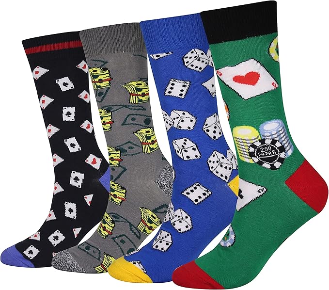 Cansok Men's 2/4 Packs Fun Crazy Novelty Dress Crew Socks