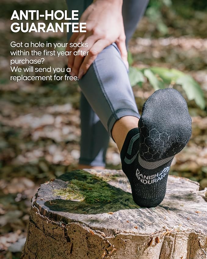DANISH ENDURANCE Cycling Socks, Ankle Length, Breathable, Cushioned, Biking Socks for Men & Women, 3 Pack