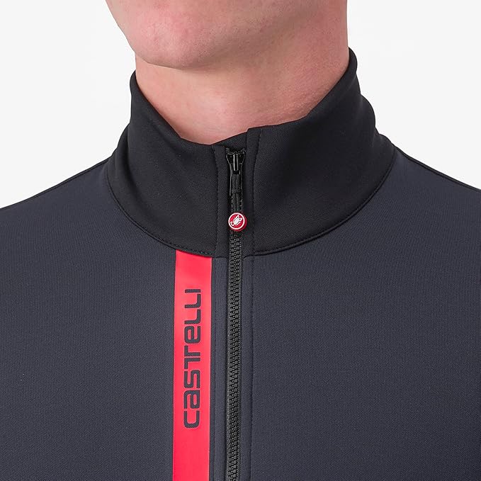 CASTELLI Men's Entrata Thermal Jersey, Long Sleeve Zip Up Fleece Insulated Base Layer for Winter Road Cycling I Gravel Biking