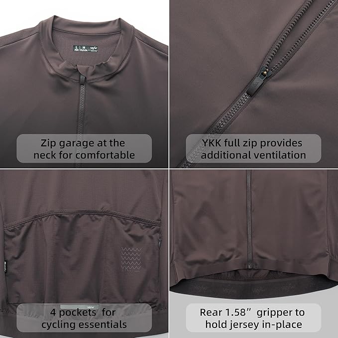 YKYWBIKE Cycling Jersey Men with Pockets Bike Jersey Short Sleeve Biking Shirts for Men Cycling Breathable MTB Biker Shirts
