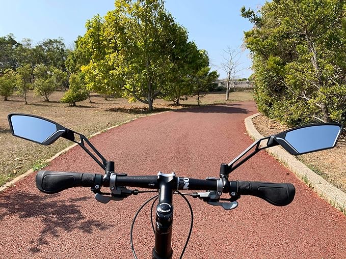 MEACHOW New Scratch Resistant Glass Lens,Handlebar Bike Mirror, Adjustable Safe Rearview Mirror, Bicycle Mirror,ME-003