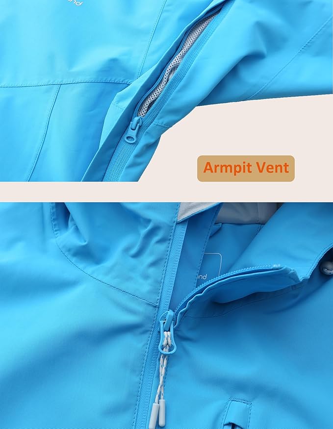 Mens Lightweight Hooded Waterproof Rain Jacket Breathable Raincoat Shell for Outdoor Mountain Hiking