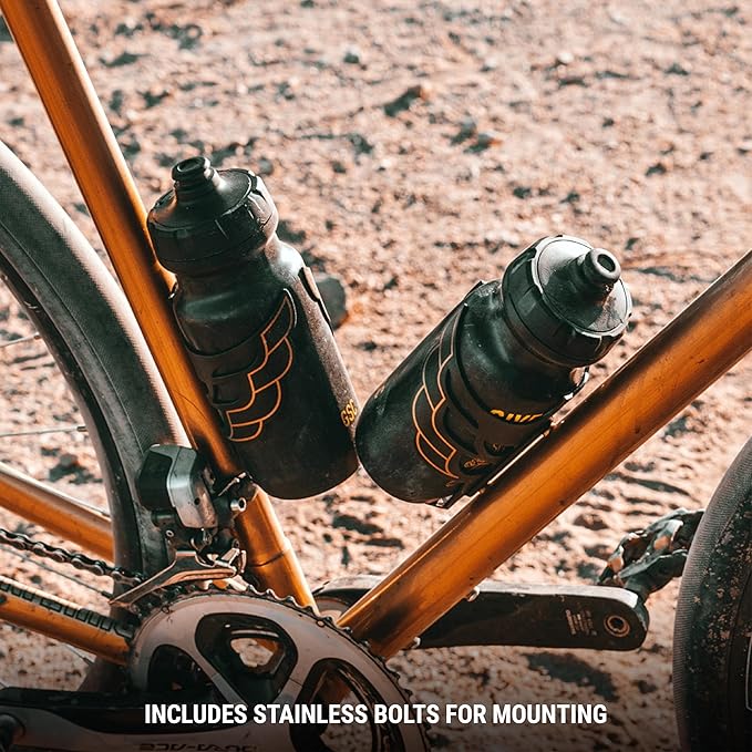 Portland Design Works Water Bottle Cage - Lightweight Water Bottle Holder for Bikes, Owl Cage, Black/Gold