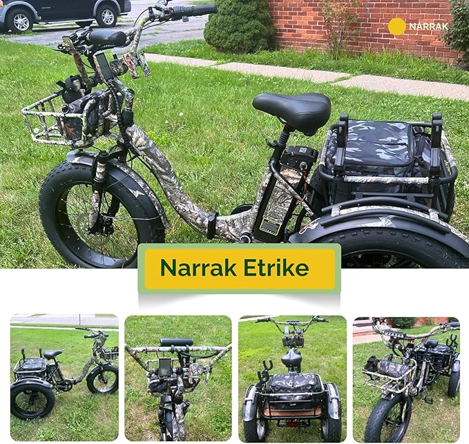 Electric Tricycle for Adults,Fat Tire Folding Electric Trike,3 Wheels Electric Bicycle Bikes, Peak 1350W Step-Thru Etrike with Removable Battery and Large Basket for Women Men
