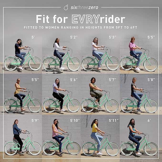 sixthreezero EVRYjourney Women's Steel Beach Cruiser Bike, Hybrid Bicycle, Step Through Frame with Rear Rack and Fenders, 26-Inch Wheels, Multiple Speed Options and Colors
