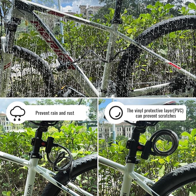 Bike Lock, [4ft/1.2m] Diyife Bike Cable Locks with 2 Keys, Weatherproof Heavy Duty Bicycle Lock Cable Anti-Theft Security Cable with Mounting Bracket for Motorcycle, Scooter, Ebike