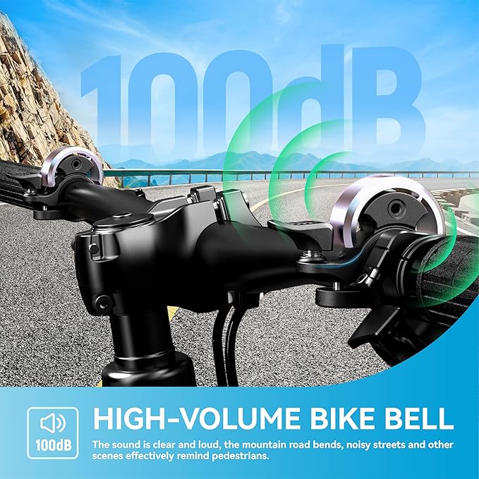 Greallthy Bike Bell, Aluminum Alloy Bicycle Bell with Clear Loud Sound, Bike Bells for Adults and Kids, Sturdy and Compact Bell Fits 0.75-1in(19-25.4mm) Handlebar for Mountain, Road Bikes.