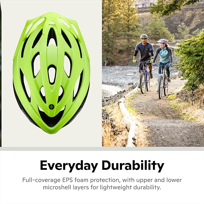 Schwinn Thrasher Helmet for Adults, Size 58-62 cm for Riders Ages 14+, Microshell, Adjustable Dial & Straps, Interior Padding, Air Vents, Lighted or Unlit, Visor, Adult Bike Helmet