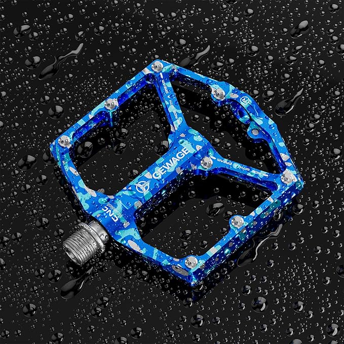 Road/Mountain Bike Pedals - 3 Bearings Bicycle Pedals - 9/16” CNC Machined Flat Pedals with Removable Anti-Skid Nails