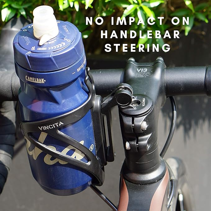 Vincita Stem Top Cap Bike Water Bottle Cage Adapter, Secure Retention System, Lightweight Aluminum Alloy Black Quick and Easy to Mount for All Bicycle