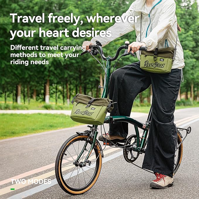 ROCKBROS Handlebar Bag for Brompton Folding Bike – Quick-Release Handlebar & Shoulder Bag, Convertible Crossbody Commuter Bag Compatible with Brompton Front Block