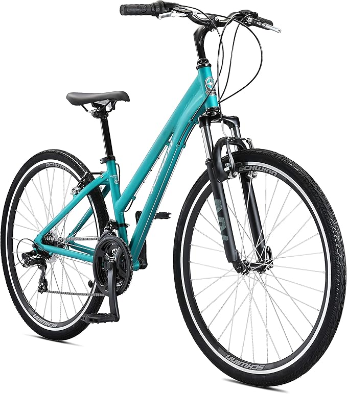 Schwinn Network 3.5 Hybrid Bike, 700c Mens and Womens Bike, 21-Speed Hybrid Bicycle, Aluminum Frame, Suspension Seat, Alloy Linear Pull Brakes, Adult Bicycle