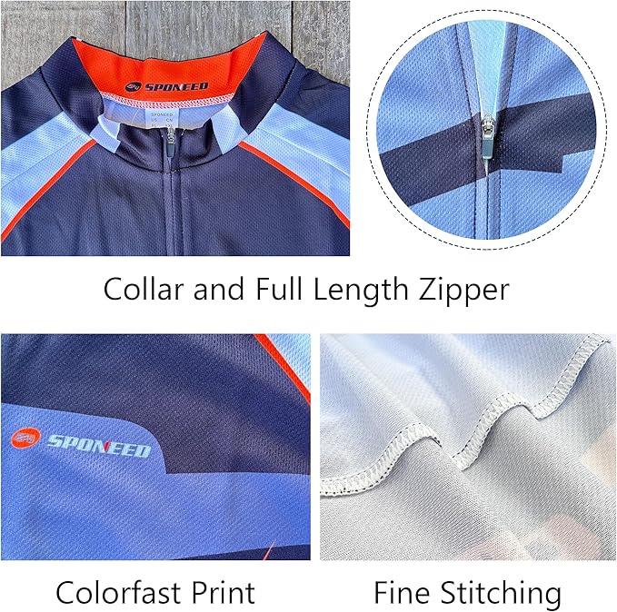 sponeed Men's Bicycle Shirts Long Sleeve Biker Jerseys Full Zipper Winter Cycling Gear Breathable