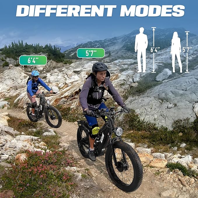 EcoE 5000W Dual Motor Electric Bike for Adults 52MPH with Charge Voltage 63V Battery, 26x4 Fat Tire All Terrain Ebikes, Full Suspension E Bike, SHM 7-Speed Gear Electric Bicycle -z-4