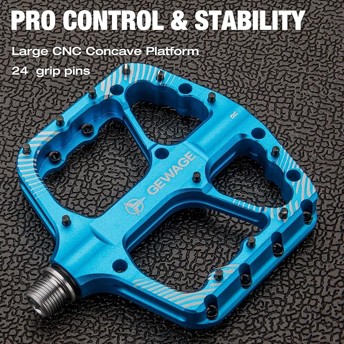 Mountain Bike Pedals -Bicycle Flat Pedals Aluminum 9/16" Sealed Bearing -Wide Platform for Road Mountain Gravel BMX MTB Bike Ideal for Downhill & Trail