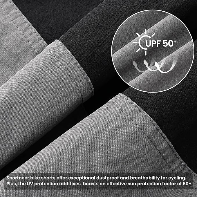 Sportneer Bike Shorts for Men: 3D Padded Lightweight Riding Biking Cycling Mountain Bike Shorts for Men with Zipper Pockets