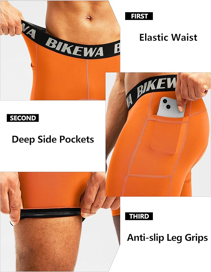 Men's 4D Padded Bike Shorts Cycling Underwear Biking Bicycle Padding Shorts for Men Side Pockets