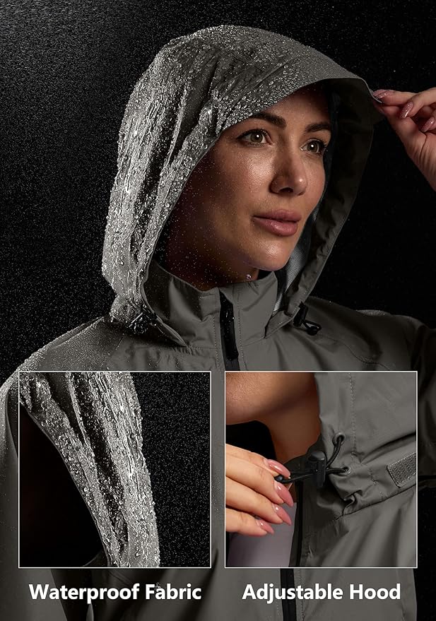 Bikewa Women's Cycling Rain Jackets Waterproof Windbreaker Lightweight Running Windproof Reflective Jacket Packable Hooded